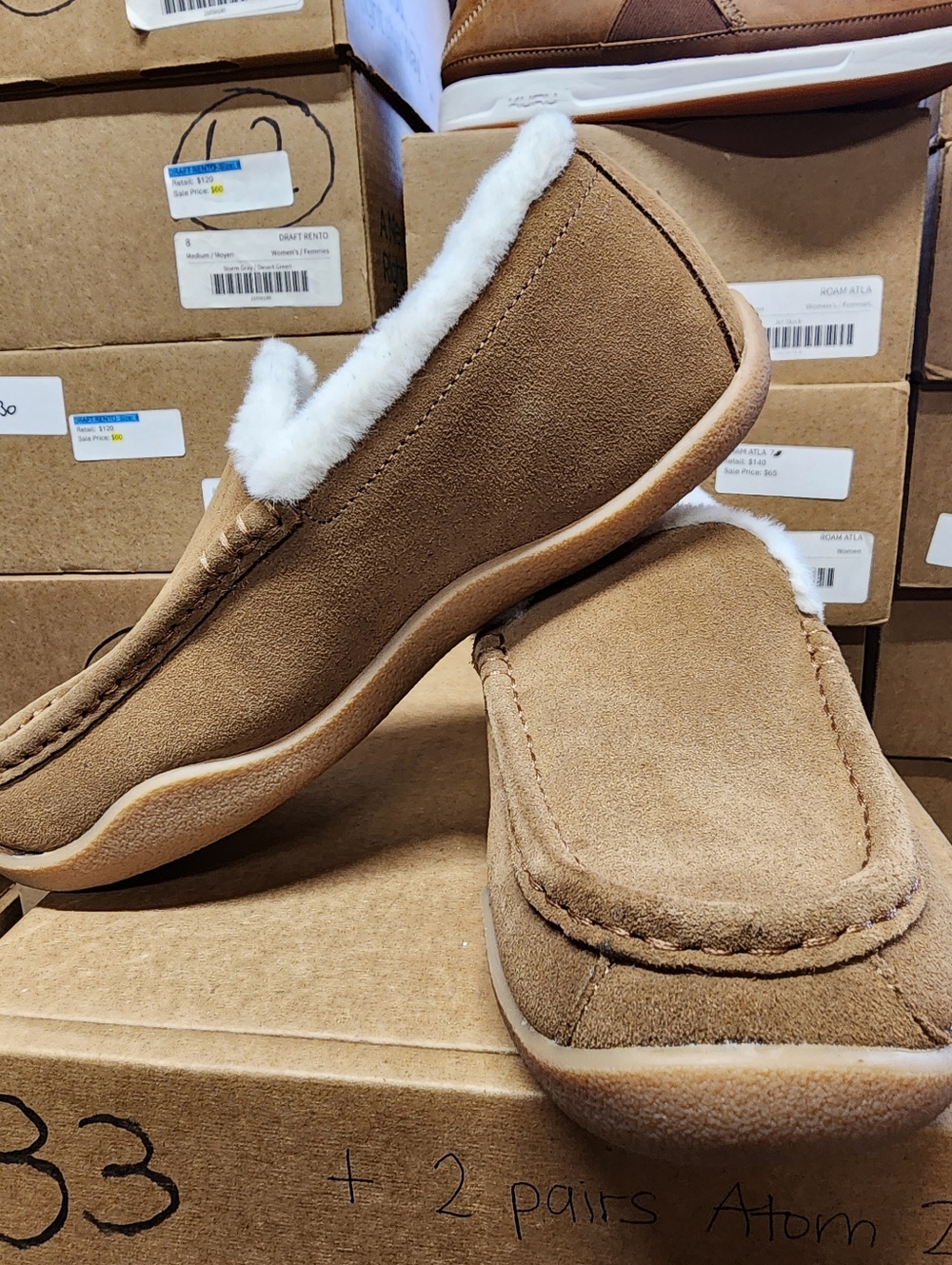 Kuru Loft Women’s Cozy Chestnut Suede Slip-On Slippers with Faux Fur Lining